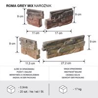 Betónový Obkladový Kameň Roma Gray Mix Rohový